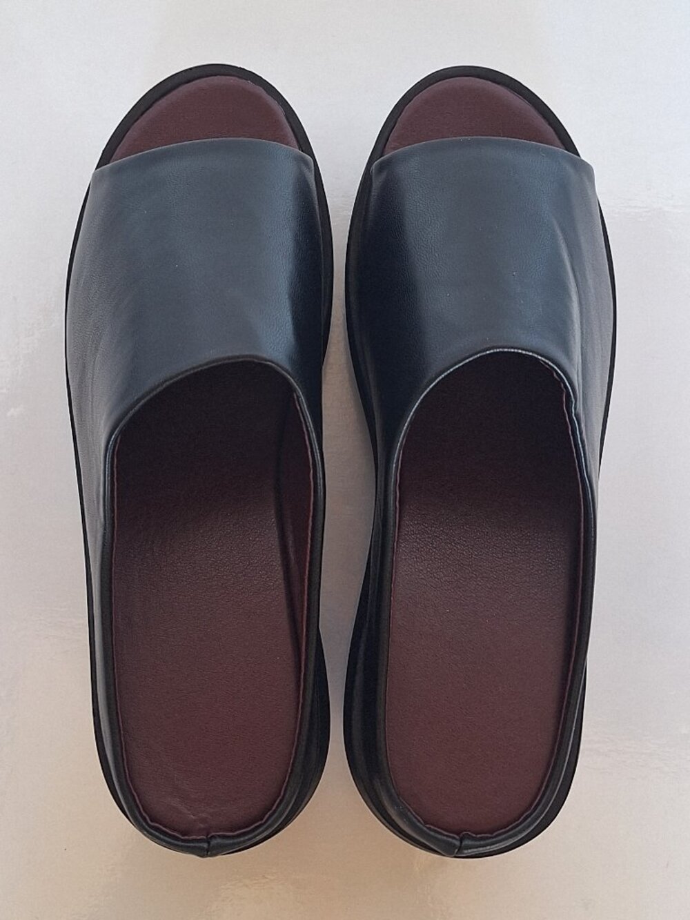 Platform Black Mule Shoes with Peep Toe Size 9